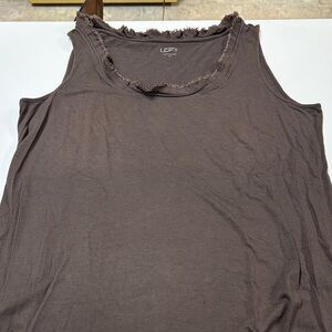 LOFT Frayed Edge Brown Tank Top